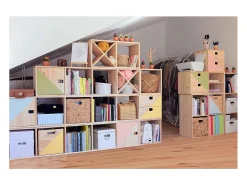 Estantería de cubos de madera cruda Dinamic 6 espacios