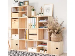 Estantería de cubos de madera cruda Dinamic 6 espacios