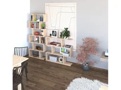 Estantería de diseño escalonado vertical en roble canadian 192 cm Zoe High Roble Canadian