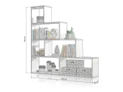 Estantería de diseño escalonado en blanco brillo 145 cm Alice Blanco Brillo