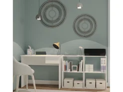 Estantería de Escritorio 2 niveles color Blanco - Altura 75 x Longitud 50 x Profundidad 24.5 cm