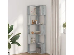 Estantería de esquina 5 niveles madera gris Sonoma 50x50x179 cm