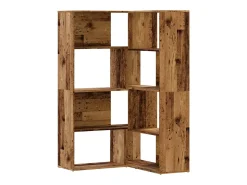 Estantería de esquina 4 niveles madera envejecida 85x85x140 cm