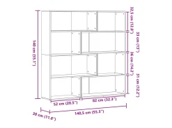 Estantería de esquina 4 niveles madera envejecida 85x85x140 cm