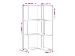 Estantería de esquina 3 niveles madera roble Sonoma 50x50x102cm