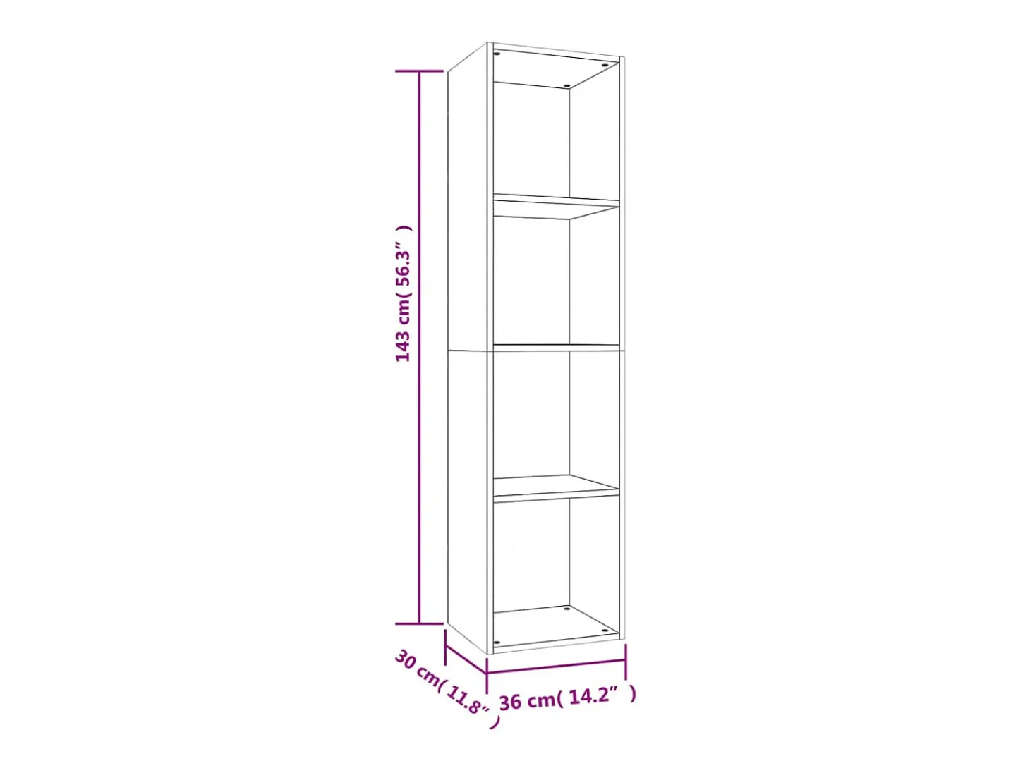 Estantería de libros/mueble TV madera contrachapada 36x30x143cm