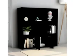 Estantería de madera contrachapada negro 98x30x98 cm