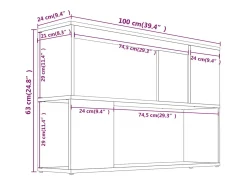 Estantería de madera contrachapada gris Sonoma 100x24x63 cm