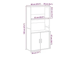 Estantería de madera de ingeniería roble sonoma 60x24x120 cm