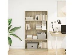Estantería de madera de ingeniería roble Sonoma 80x24x143 cm