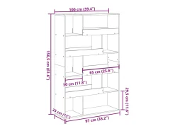 Estantería de madera de ingeniería gris Sonoma 100x33x156,5 cm