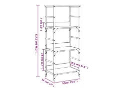 Estantería de madera de ingeniería gris Sonoma 50x33x117,5 cm