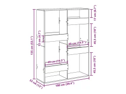 Estantería de madera de ingeniería roble ahumado 100x33x135 cm