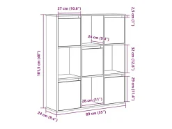 Estantería de madera de ingeniería gris hormigón 89x24x101,5 cm