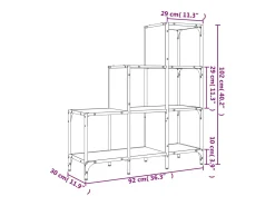 Estantería de madera de ingeniería y metal negro 92x30x102 cm