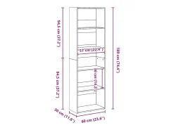 Estantería de madera de ingeniería roble Sonoma 60x30x189 cm