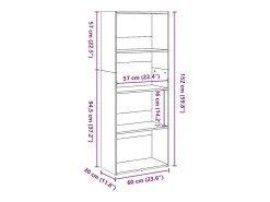 Estantería de madera de ingeniería gris hormigón 60x30x152 cm