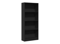 Estantería de madera de ingeniería negra 60x24x143 cm