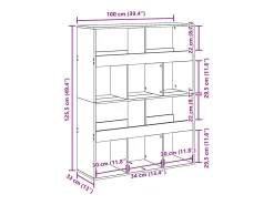 Estantería de madera de ingeniería gris Sonoma 100x33x125,5 cm