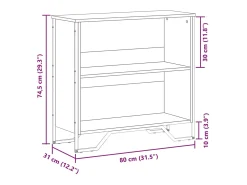 Estantería de madera de ingeniería negra 80x31x74,5 cm