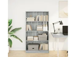 Estantería de madera de ingeniería gris Sonoma 80x24x143 cm