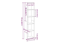 Estantería de madera de ingeniería blanca 40x24x176 cm