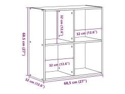Estantería de madera de ingeniería blanca 68,5x32x68,5 cm