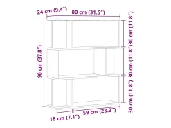Estantería de madera de ingeniería envejecida 80x24x96 cm