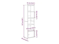 Estantería de madera de ingeniería gris hormigón 31x24x127 cm