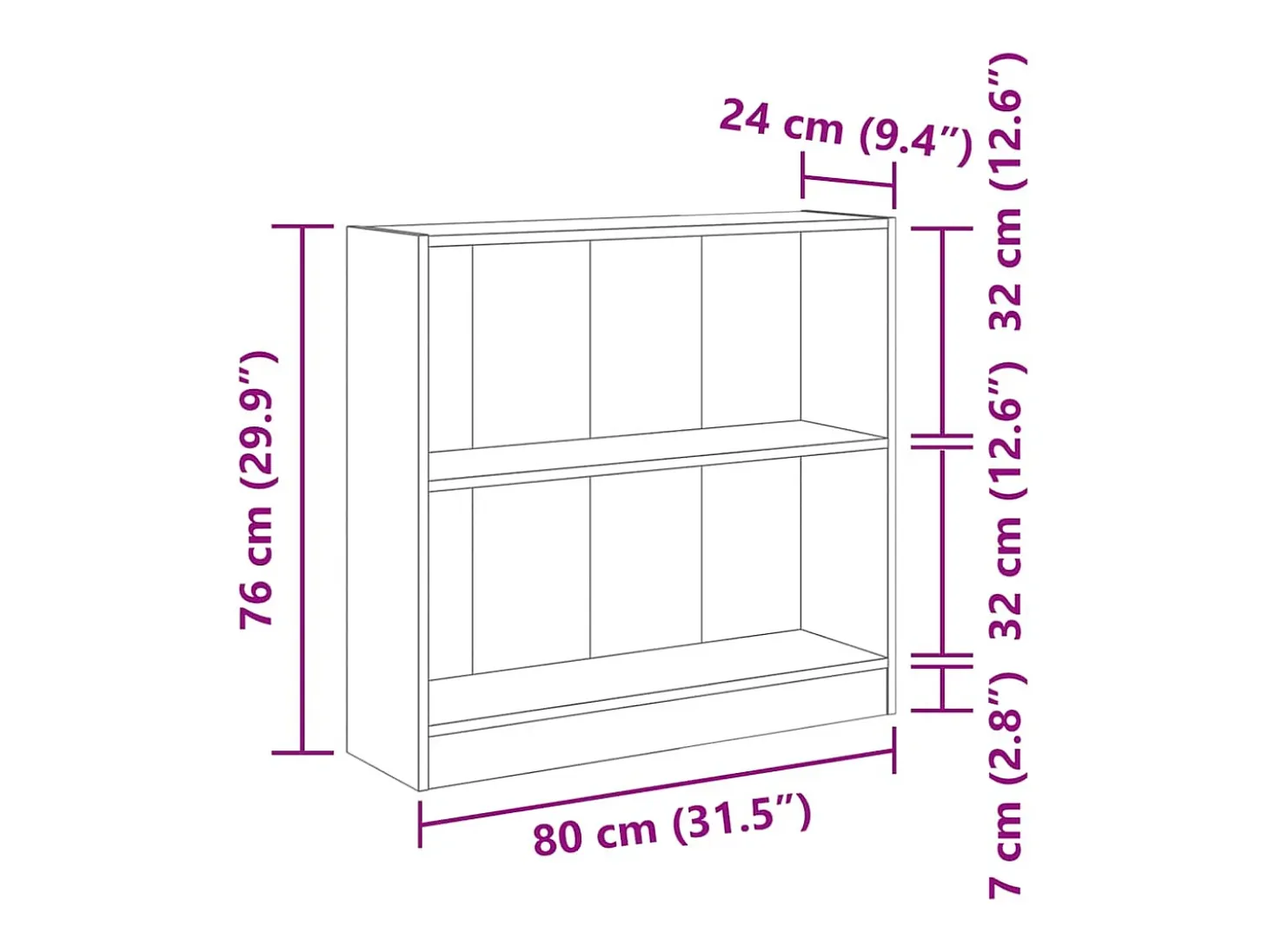 Estantería de madera de ingeniería roble artesanal 80x24x76 cm