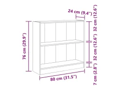 Estantería de madera de ingeniería roble artesanal 80x24x76 cm