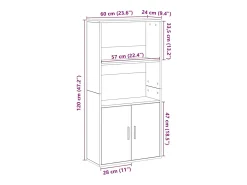 Estantería de madera de ingeniería marrón roble 60x24x120 cm