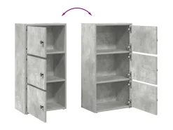 Estantería de madera de ingeniería gris hormigón 40x24x77 cm