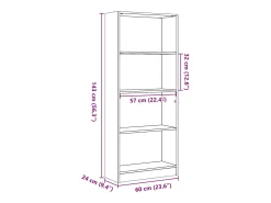 Estantería de madera de ingeniería gris Sonoma 60x24x143 cm