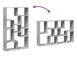 Estantería de madera de ingeniería gris hormigón 72x20x120 cm