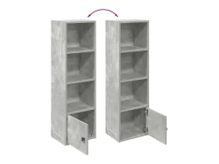 Estantería de madera de ingeniería gris hormigón 31x24x102 cm