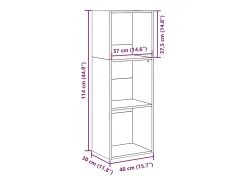 Estantería de madera de ingeniería gris hormigón 40x30x114 cm