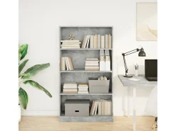 Estantería de madera de ingeniería gris hormigón 80x24x143 cm