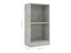 Estantería de madera de ingeniería gris hormigón 40x24x75 cm