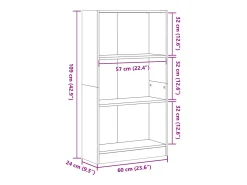 Estantería de madera de ingeniería gris hormigón 60x24x109 cm