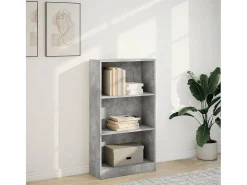 Estantería de madera de ingeniería gris hormigón 60x24x109 cm
