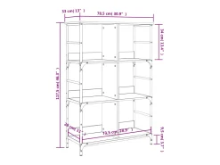 Estantería de madera de ingeniería negra 78,5x33x117,5 cm