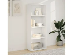 Estantería de madera de ingeniería blanca 60x30x152 cm
