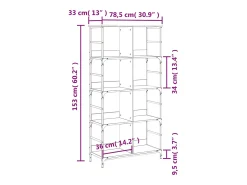 Estantería de madera de ingeniería gris Sonoma 78,5x33x153 cm