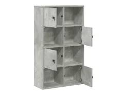 Estantería de madera de ingeniería gris hormigón 60x24x101,5 cm