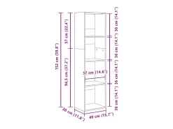 Estantería de madera de ingeniería gris Sonoma 40x30x152 cm