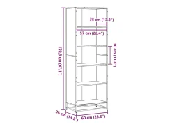 Estantería de madera de ingeniería negra 60x35x170,5 cm