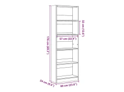 Estantería de madera de ingeniería blanca 60x24x176 cm