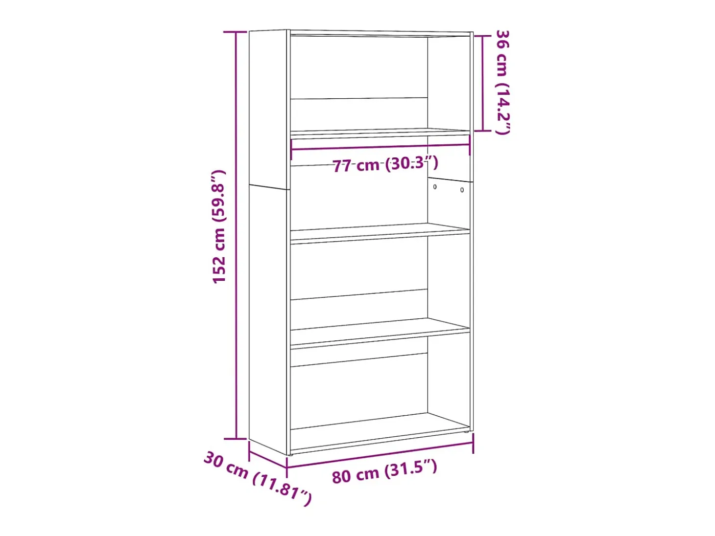 Estantería de madera de ingeniería roble Sonoma 80x30x152 cm