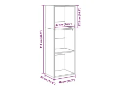 Estantería de madera de ingeniería blanca 40x30x114 cm